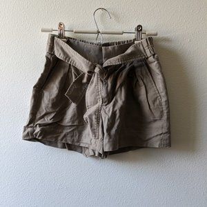 J Crew High Waist Paperbag Shorts Khaki Brown